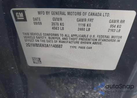 2010 Chevrolet Impala Lt from USA, damaged, VIN 2G1WB5EK0A1140687